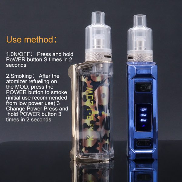 ⁦120 واط Vape صندوق طقم عصري Vaping 2000 مللي أمبير بطارية 2 مللي البخاخة 40 واط-120 واط الطاقة قابل للتعديل الشيشة الشيشة Vape القلم أطقم E-Cig⁩ - الصورة ⁦3⁩