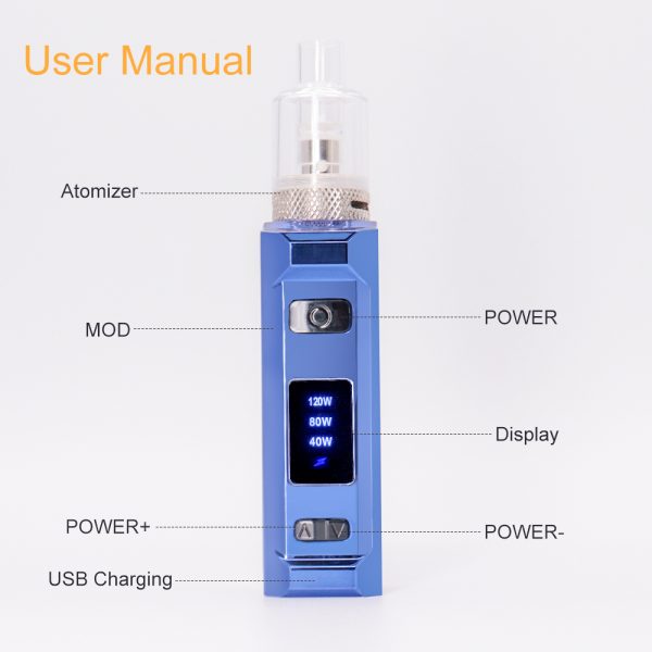 ⁦120 واط Vape صندوق طقم عصري Vaping 2000 مللي أمبير بطارية 2 مللي البخاخة 40 واط-120 واط الطاقة قابل للتعديل الشيشة الشيشة Vape القلم أطقم E-Cig⁩ - الصورة ⁦4⁩