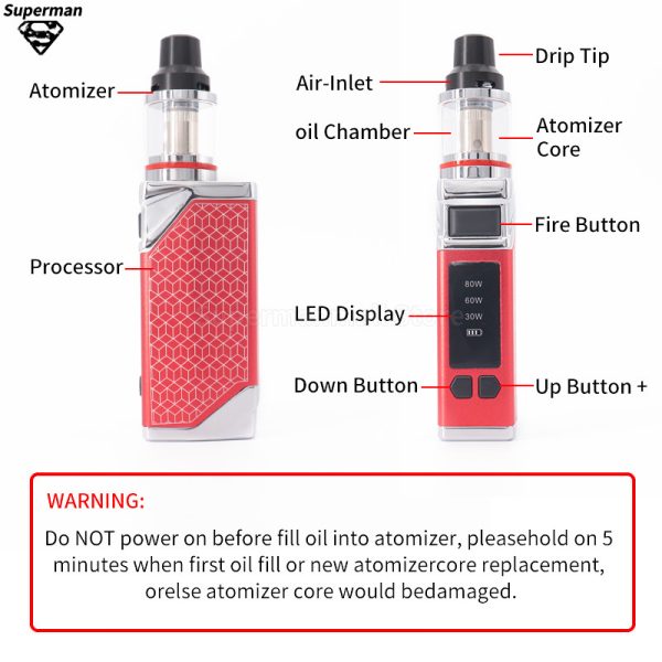 ⁦80 واط Vaper صندوق وزارة الدفاع Vape عدة 2200 مللي أمبير بطارية Vape الكهربائية التدخين Vapes الدخان القلم Vape جراب السجائر الإلكترونية⁩ - الصورة ⁦5⁩