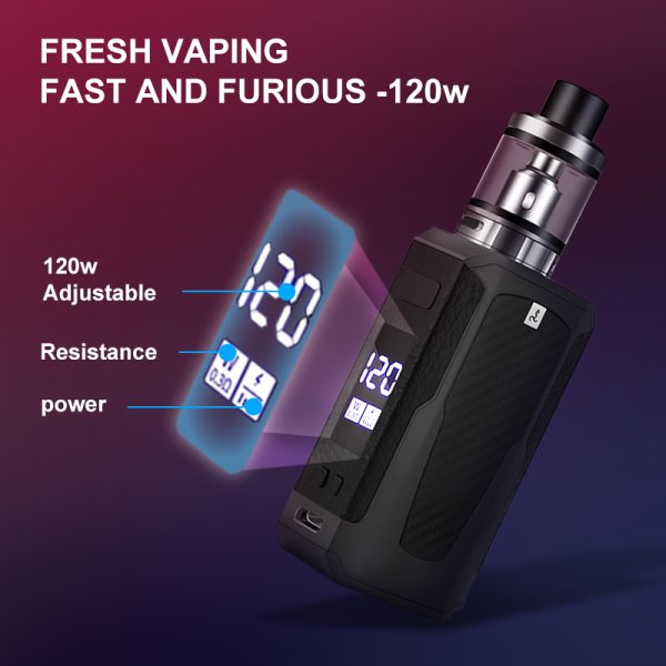 ⁦E السجائر Vape E8 120 واط صندوق طقم عصري 1800mah البناء في بطارية 2.5 مللي خزان OLED شاشة السجائر الإلكترونية المرذاذ الشيشة⁩ - الصورة ⁦3⁩