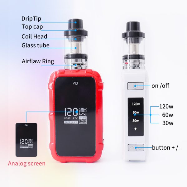 ⁦P10 120 واط VAPE kit ضخم بخار كبير صندوق الطاقة mod 1800 مللي أمبير بطارية 3.0 مللي e-السجائر كول vaper عدة سيجارة إلكترونية⁩ - الصورة ⁦3⁩