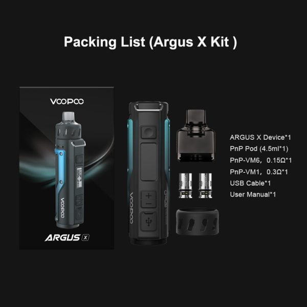 ⁦VOOPOO Argus Pro /Argus X Pod طقم عصري 80 واط 4.5 مللي PnP Pod Tank 3000 مللي أمبير بطارية/No 18650 بطارية Mod Vape Kit السجائر الإلكترونية⁩ - الصورة ⁦6⁩
