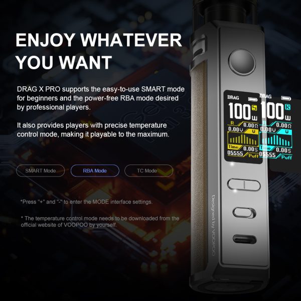 ⁦VOOPOO السحب X برو Mod Pod 100 واط 8.5 فولت عدة 5.5 مللي TPP-X جراب خزان Vaper No 18650 21700 بطارية جين. مروحة 3.0 رقاقة Vape عدة E-السجائر⁩ - الصورة ⁦5⁩