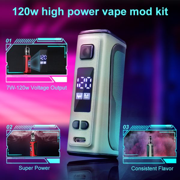 ⁦Vape صندوق طقم عصري 120 واط شاشة OLED جهاز البناء في 2200 مللي أمبير بطارية 2.5 مللي خزان السجائر الإلكترونية Vaper المرذاذ بخار الدخان⁩ - الصورة ⁦3⁩