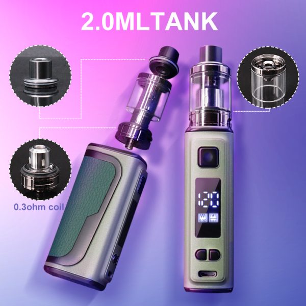⁦Vape صندوق طقم عصري 120 واط شاشة OLED جهاز البناء في 2200 مللي أمبير بطارية 2.5 مللي خزان السجائر الإلكترونية Vaper المرذاذ بخار الدخان⁩ - الصورة ⁦4⁩