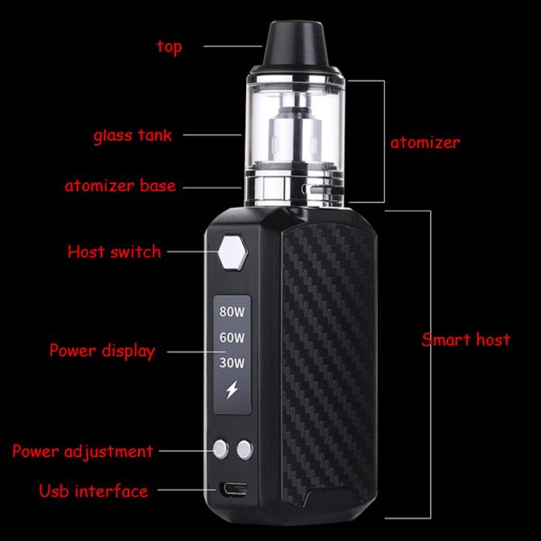 ⁦Vape صندوق طقم عصري E-السجائر الأصلي XYZ 80 واط مع 2200 مللي أمبير بناء في بطارية 2.5 مللي خزان LED عرض المرذاذ Vape القلم بخار⁩ - الصورة ⁦4⁩