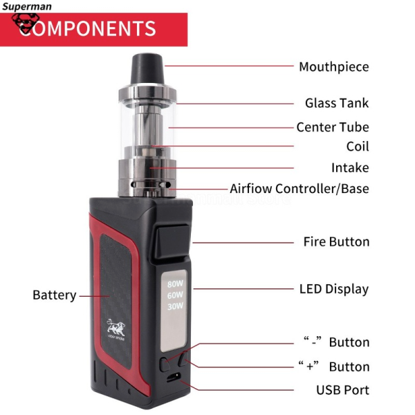 ⁦Vape LS80W صندوق طقم عصري دخان بخار 2000mah بناء في صندوق بطارية وزارة الدفاع Vape عدة السجائر الإلكترونية Vape التدخين الكهربائية⁩ - الصورة ⁦4⁩