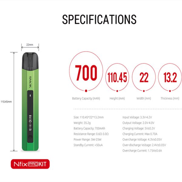 ⁦Vape سموك أصلي Nfix برو عدة 25 واط صندوق Mod 700mAh سيجارة إلكترونية بالبطارية 2 مللي خرطوشة المرذاذ LP1 Meshed لفائف⁩ - الصورة ⁦5⁩