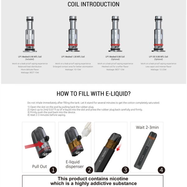 ⁦Vape سموك أصلي Nfix برو عدة 25 واط صندوق Mod 700mAh سيجارة إلكترونية بالبطارية 2 مللي خرطوشة المرذاذ LP1 Meshed لفائف⁩ - الصورة ⁦6⁩